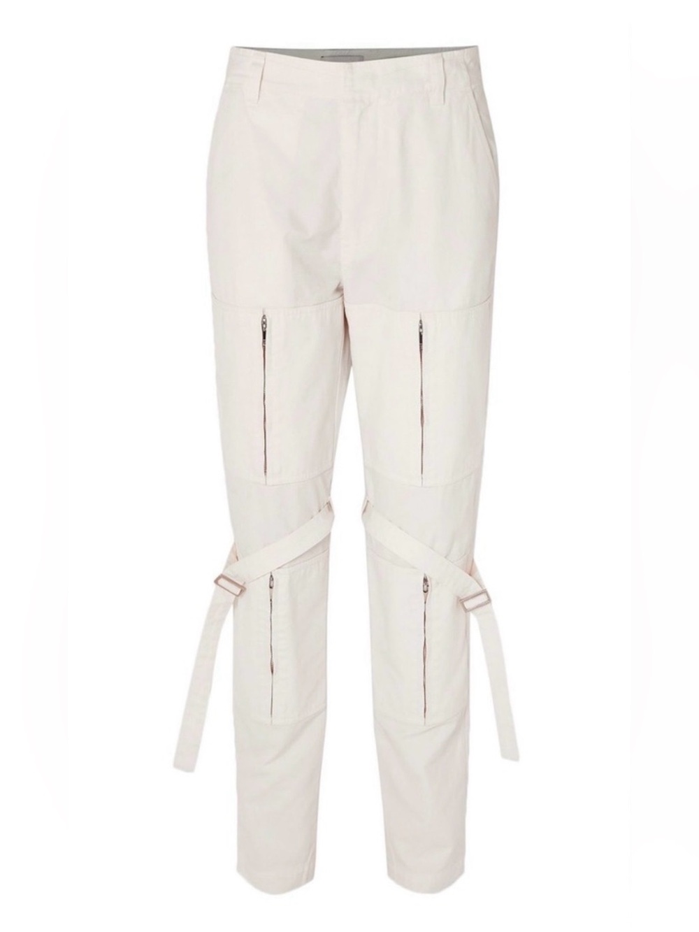 AMBUSH Zipper Bondage Pants in White Cotton-Canvas